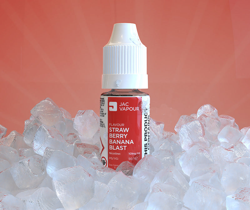 10ml bottle of Strawberry & Banana ice flavour e-liquid