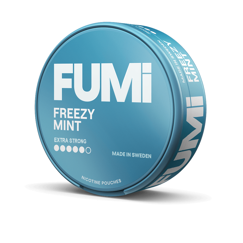 Blue box packaging for Freezy Mint nicotine pouches by FUMi