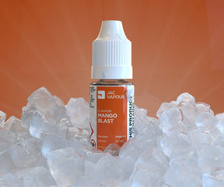 10ml bottle of e-liquid in Mango Blast ice flavour