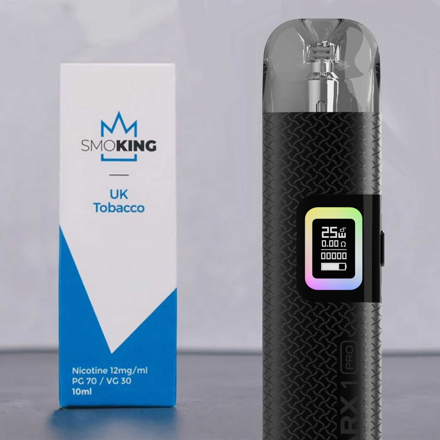 Vape kit bundle with vape device and e-liquid paired for a realistic smoking sensation