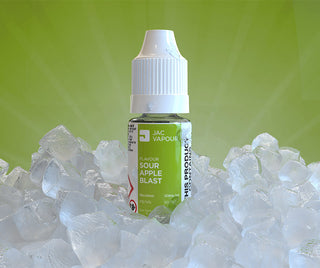 10ml bottle of Sour Apple Blast ice e-liquid